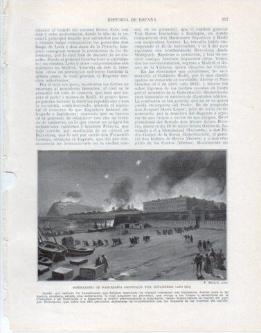 LAMINA V34102: Bombardeo de Barcelona por Espartero en 1842 por F. Blanch