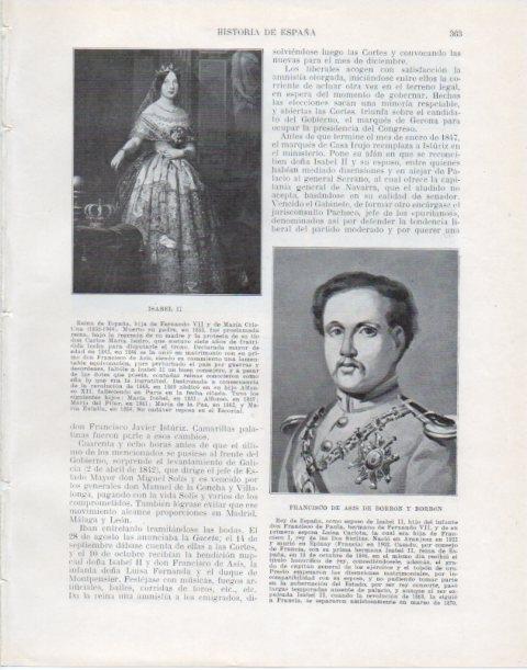 LAMINA V34105: Isabel II y F. de Asis de Borbon