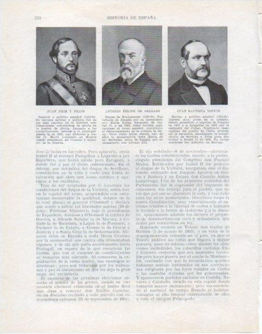 LAMINA V34108: Juan Prim y Prats, A. Felipe de Orleans y J. Bautista Topete