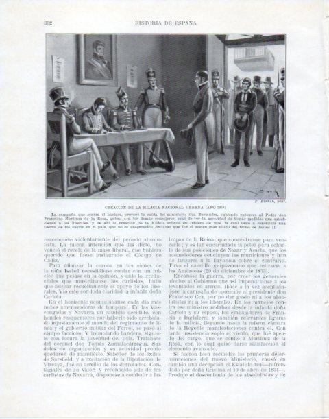 LAMINA V34089: Creacion de la Milicia Nacional Urbana en 1834 por F. Blanch