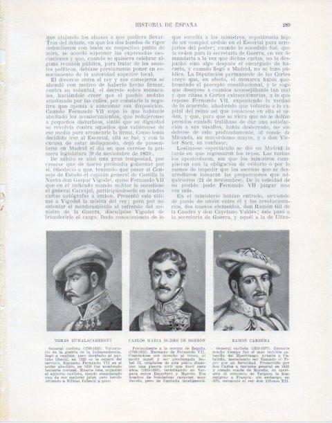 LAMINA V34069: T. Zumalacarregui, C. M. Isidro de Borbon y Ramon Cabrera
