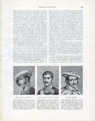 LAMINA V34069: T. Zumalacarregui, C. M. Isidro de Borbon y Ramon Cabrera