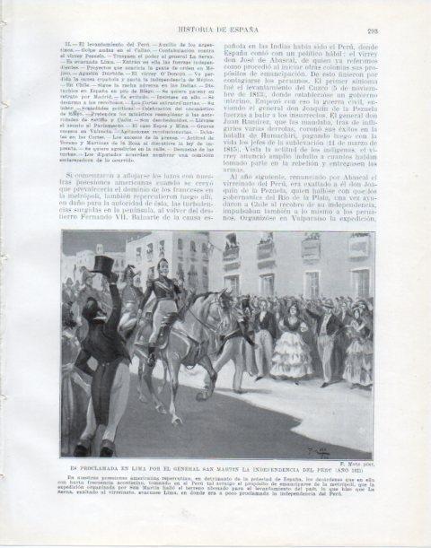 LAMINA V34071: Proclamacion por General San Martin la independencia del Peru 1821