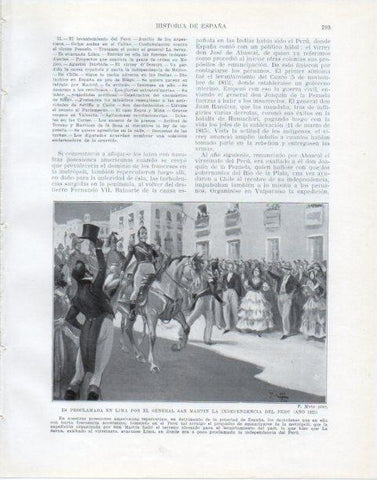 LAMINA V34071: Proclamacion por General San Martin la independencia del Peru 1821