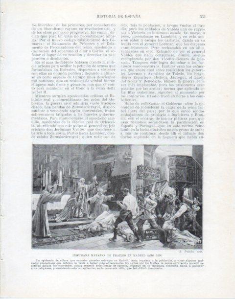 LAMINA V34090: Matanza de frailes en Madrid en 1834 por R. Pulido