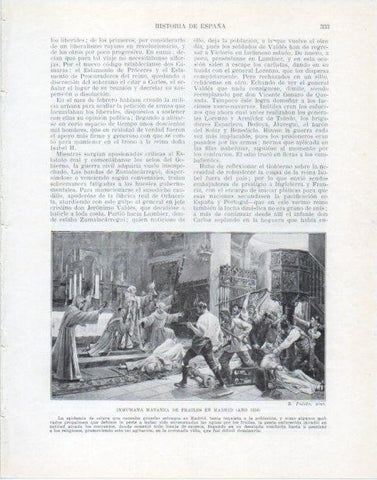 LAMINA V34090: Matanza de frailes en Madrid en 1834 por R. Pulido
