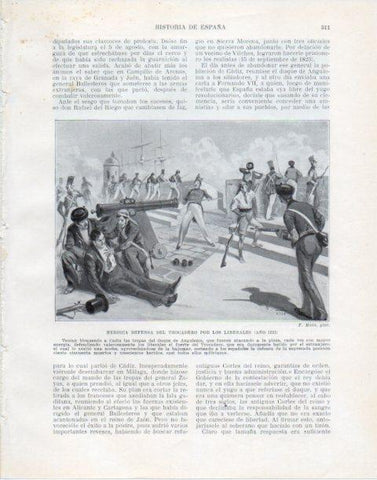 LAMINA V34078: Defensa del Trocadero por los liberales en 1823 por F. Mota
