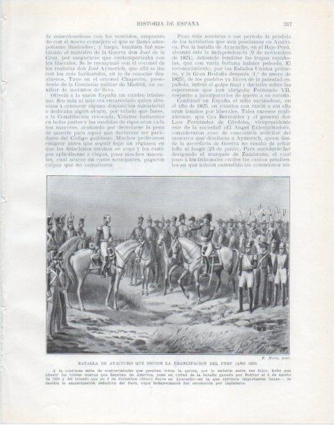 LAMINA V34082: Batalla de Ayacucho en 1824 por F. Mota