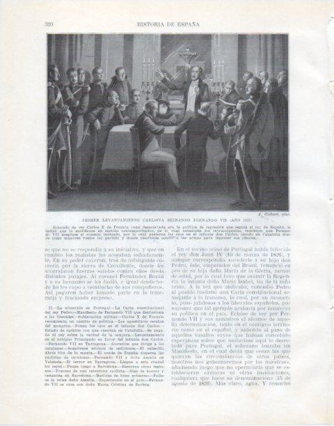 LAMINA V34083: Primer levantamiento carlista reinando Fernando VII por J. Gisbert