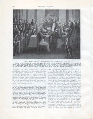 LAMINA V34083: Primer levantamiento carlista reinando Fernando VII por J. Gisbert
