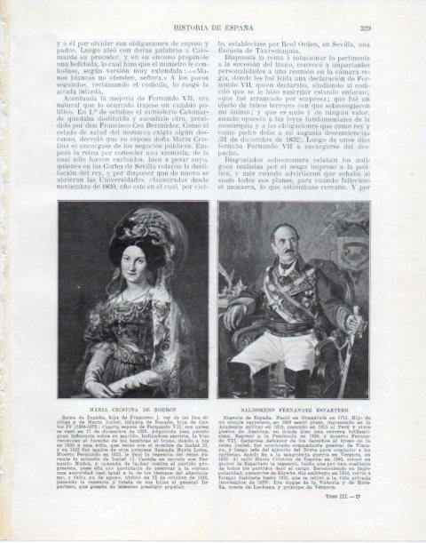 LAMINA V34088: Maria Cristina de Borbon y B. Fernandez Espartero