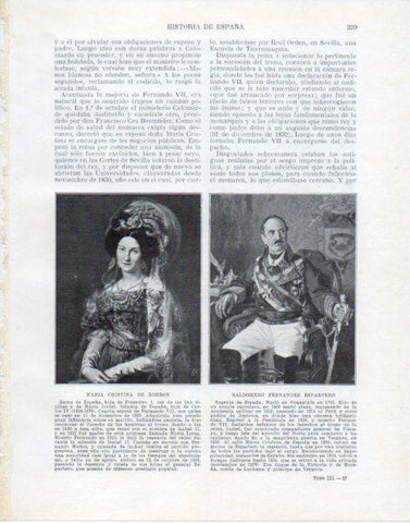 LAMINA V34088: Maria Cristina de Borbon y B. Fernandez Espartero