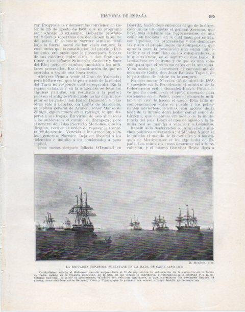 LAMINA V34115: La Escuadra Española en la rada de Cadiz por R. Monleon