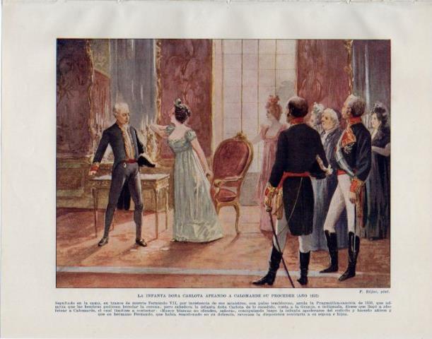 LAMINA V34146: Infanta Carlota y Calomarde en 1832 por F. Bejar