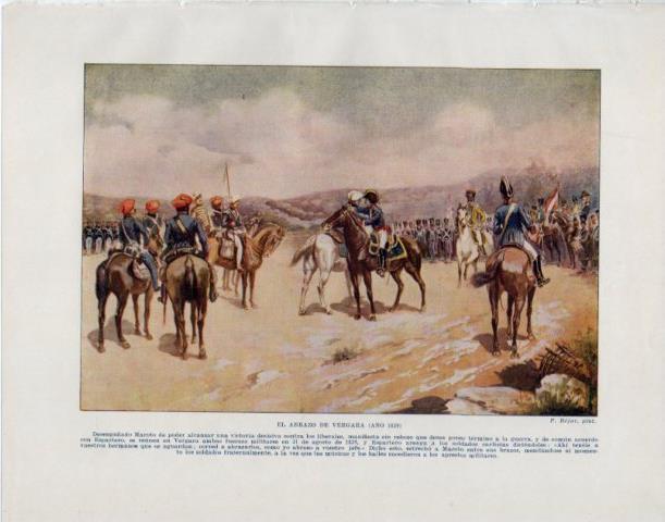LAMINA V34147: El abrazo de Vergara en 1839 por P. Bejar