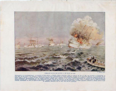 LAMINA V34150: Combate naval de Cavite mayo de 1898 por P. Bejar
