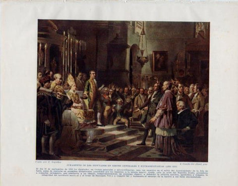 LAMINA V34141: Jura de diputados en Las Cortes Generales en 1810 por Casado del Alisal