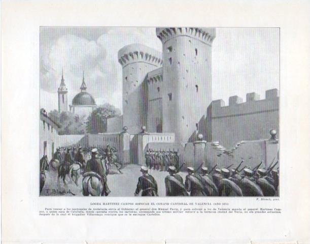 LAMINA V34155: General Martinez Campos sofoca el conato cantonal de Valencia en 1873