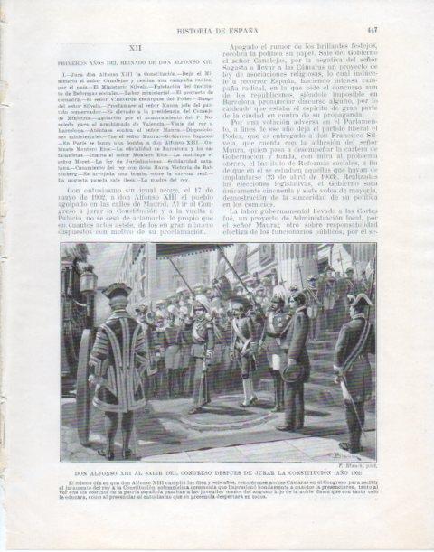 LAMINA V34160: Alfonso XIII tras la jura de La Constitucion por F. Blanch