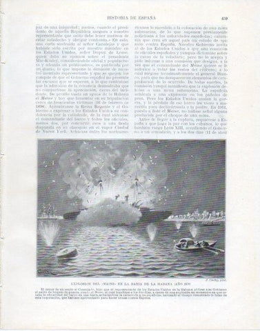 LAMINA V34139: Explosion del Maine en La Habana por J. Cuchy