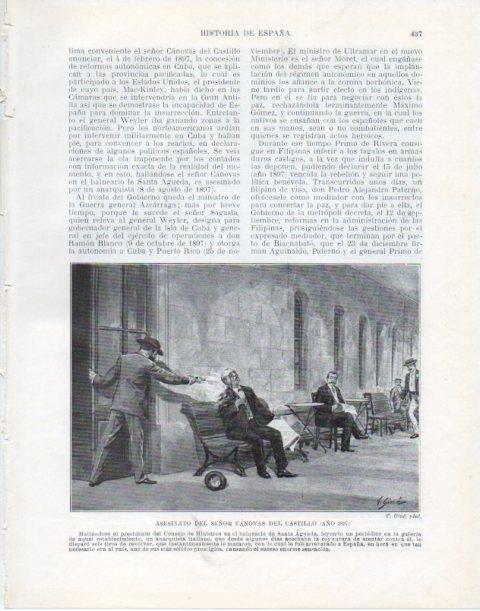 LAMINA V34138: Asesinato de Canovas del Castillo en 1897 por V. Gine