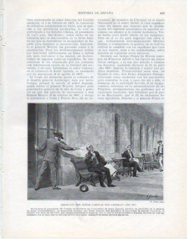 LAMINA V34138: Asesinato de Canovas del Castillo en 1897 por V. Gine