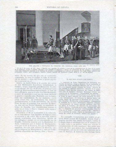 LAMINA V34117: Amadeo I ante el cadaver del General Prim por A. Gisbert