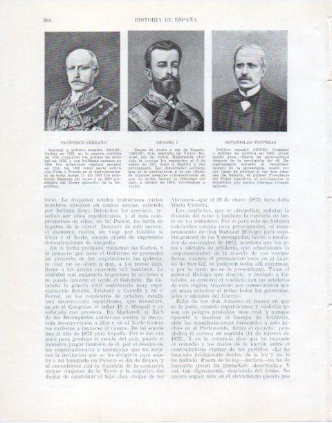 LAMINA V34119: Francisco Serrano, Amadeo I y Estanislao Figueras