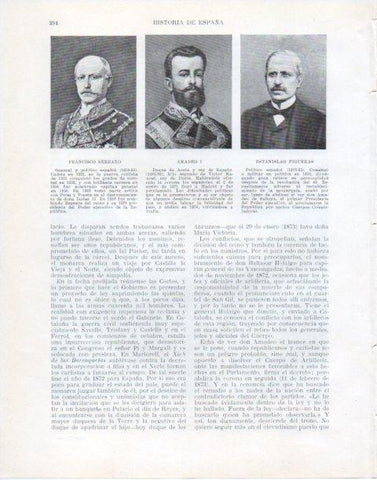 LAMINA V34119: Francisco Serrano, Amadeo I y Estanislao Figueras