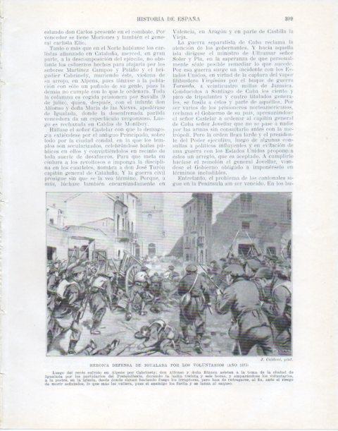 LAMINA V34121: Defensa de Igualada por voluntarios en 1873 por J. Caldere