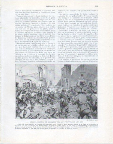 LAMINA V34121: Defensa de Igualada por voluntarios en 1873 por J. Caldere
