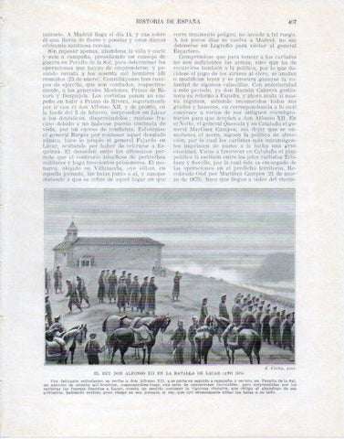 LAMINA V34125: Alfonso XII en la Batalla de Lacar por J. Cuchy