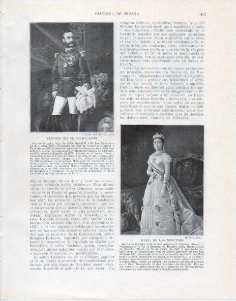 LAMINA V34126: Alfonso XII y reina Maria de las Mercedes