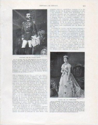 LAMINA V34126: Alfonso XII y reina Maria de las Mercedes