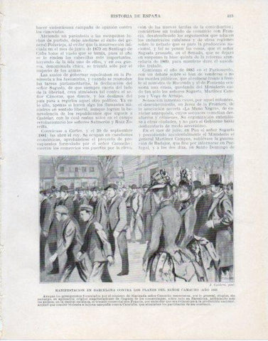 LAMINA V34128: Manifestacion en Barcelona contra los planes de Camacho en 1883