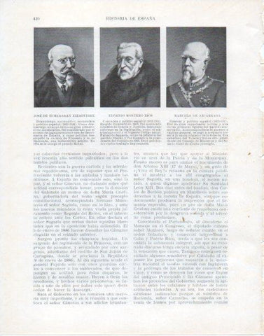 LAMINA V34130: Jose de Echegaray, E. Montero Rios y Marcelo de Azcarraga