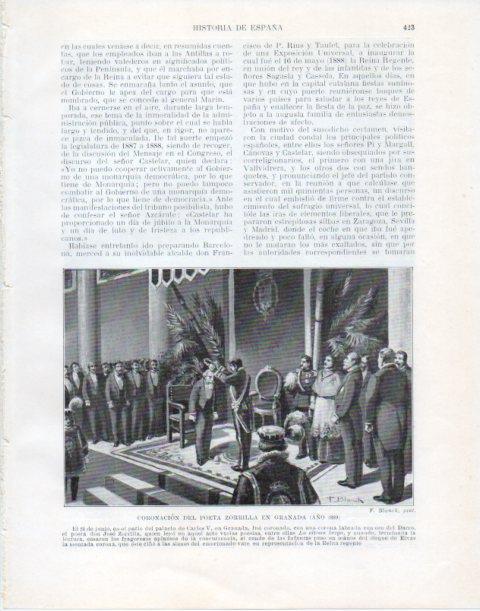 LAMINA V34131: Coronacion de Zorrilla en Granada 1889 por F. Blanch