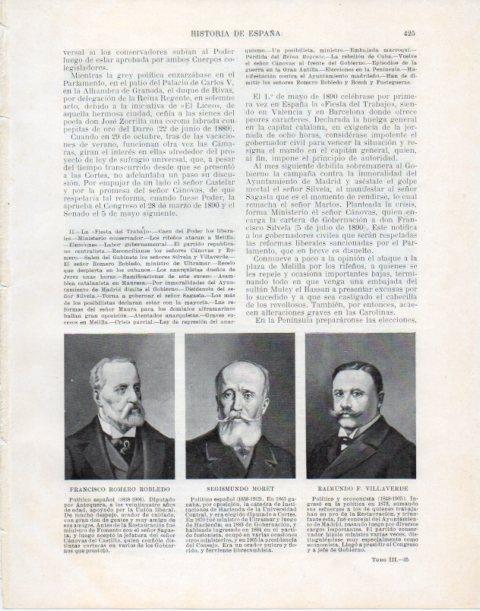 LAMINA V34133: F. Romero Robledo, Segismundo Moret y Raimundo F. Villaverde