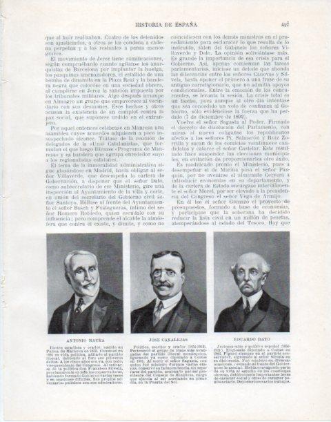 LAMINA V34134: Antonio Maura, Jose Canalejas y Eduardo Dato