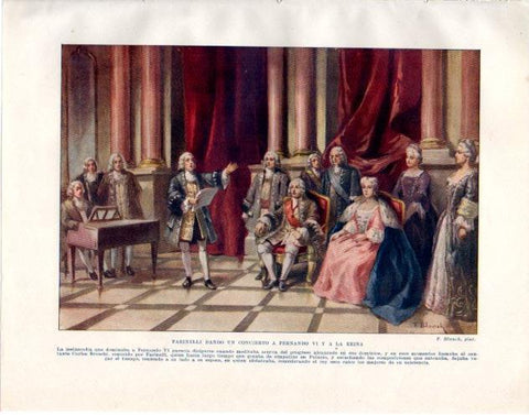 LAMINA V33997: Farinelli cantando a Fernando VI y la reina por F. Blanch