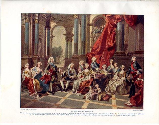 LAMINA V34002: La familia de Felipe V copia por J. Segrelles