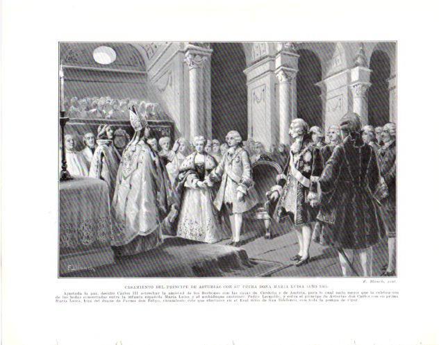 LAMINA V34009: Boda del Principe de Asturias con Doña Maria Luisa 1765