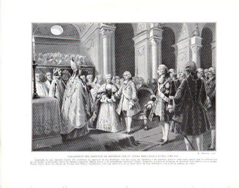 LAMINA V34009: Boda del Principe de Asturias con Doña Maria Luisa 1765