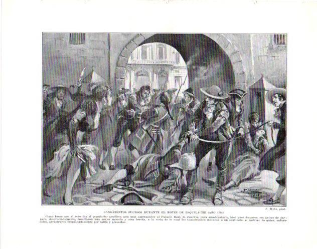 LAMINA V34010: Sangrientos sucesos durante el motin de Esquilache año 1766