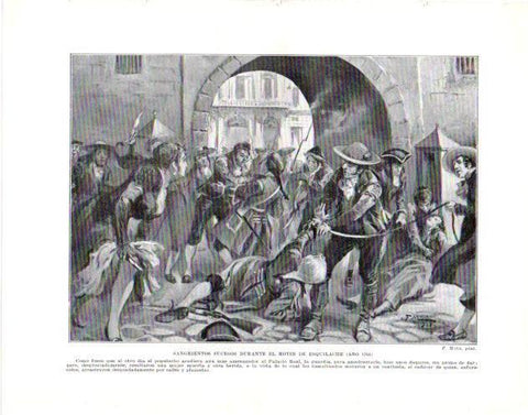 LAMINA V34010: Sangrientos sucesos durante el motin de Esquilache año 1766