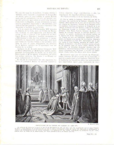 LAMINA V34013: Institucion de la Orden de Carlos III 1771 por F. Blanch