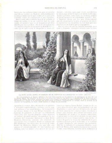 LAMINA V33978: Reina L. Isabel de Orleans en convento de Carmelitas de Paris por J. Cuchy