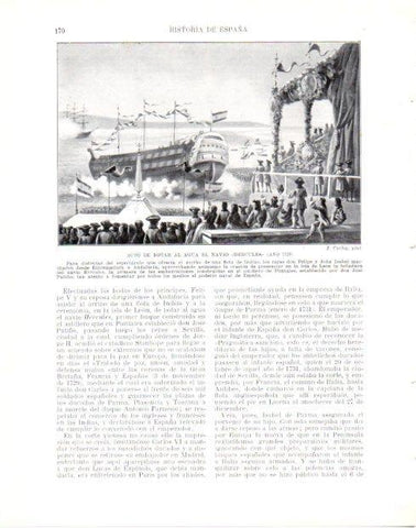 LAMINA V33982: Botadura del navio Hercules en 1729 por J. Cuchy