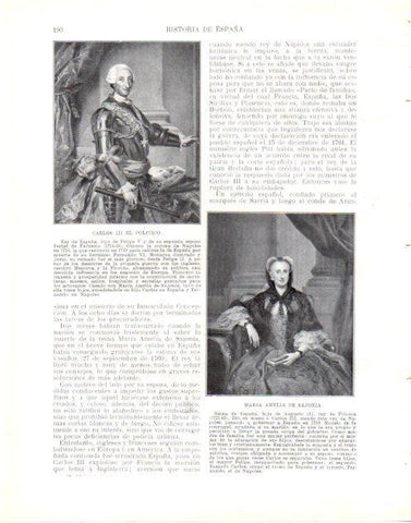 LAMINA V33991: Carlos III El Politico y Maria Amelia de Sajonia