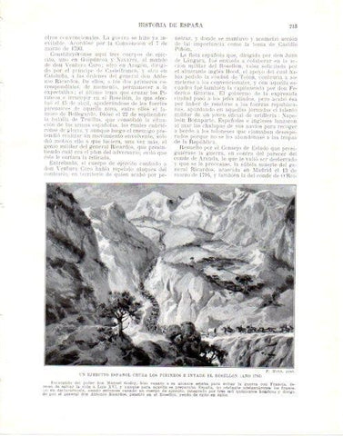 LAMINA V34016: El ejercito español cruza los Pirineos e invade el Rosellon 1793